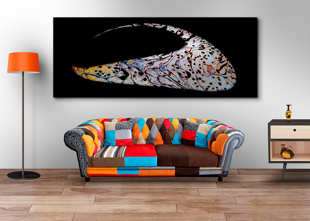 Living room framed abstract fine art photograph on wall